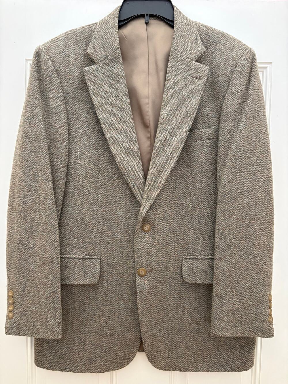 VTG Robert Stock Herringbone Tweed Wool Sport Coat Blazer 2 Button Men's 41L EUC